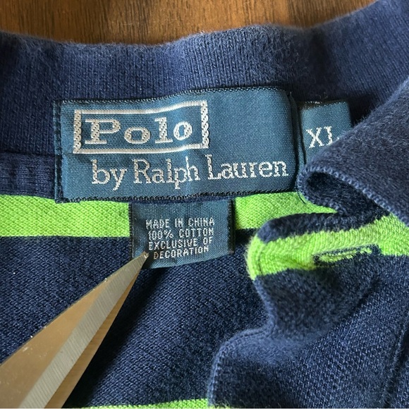 Polo Ralph Lauren’s | men’s blue and green striped polo shirt collared XL - Picture 7 of 15